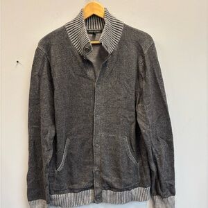 Banana Republic large sweater cardigan Gray Ribbed mock neck button front